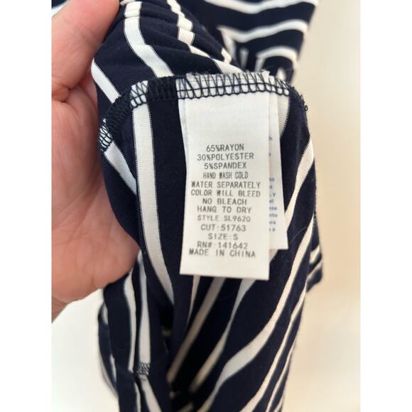 She and Sky Navy Blue Knot Front Nautical T-Shirt Dress Size Small - Picture 6 of 7